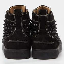 Christian Louboutin Black Suede Spike High Top Sneakers  Size 40
