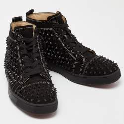 Christian Louboutin Black Suede Spike High Top Sneakers  Size 40