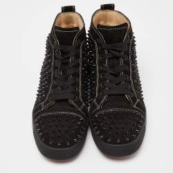 Christian Louboutin Black Suede Spike High Top Sneakers  Size 40