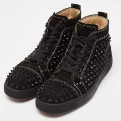 Christian Louboutin Black Suede Spike High Top Sneakers  Size 40