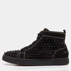 Christian Louboutin Black Suede Spike High Top Sneakers  Size 40