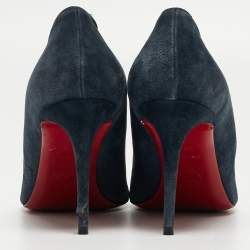 مملوكة مسبقًا Christian Louboutin Navy Blue Suede Kate Pumps Size 38.5