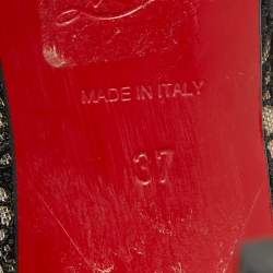 Pre Owned Christian Louboutin Black Lace and Leather Very Lace Peep Toe Pumps Size 37