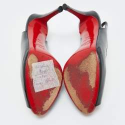 Pre Owned Christian Louboutin Black Patent Leather Flo Slingback Pumps Size 38.5