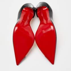 Pre Owned Christian Louboutin Black/Pink Patent Leather and PVC Miss Rigidaine Pumps Size 38
