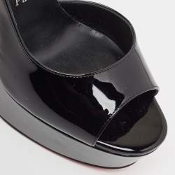 Pre Owned Christian Louboutin Black Patent  So Jenlove Ankle Strap Sandals Size 39