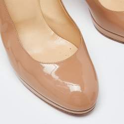 Pre Owned Christian Louboutin Beige Patent New Simple Pumps Size 39.5