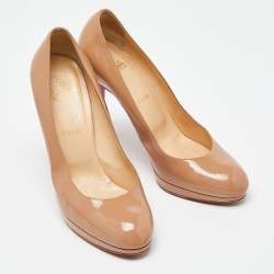 Pre Owned Christian Louboutin Beige Patent New Simple Pumps Size 39.5