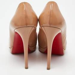 Pre Owned Christian Louboutin Beige Patent New Simple Pumps Size 39.5