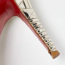 Christian Louboutin Gold PVC Peep Toe Art Deco Pumps Size 39