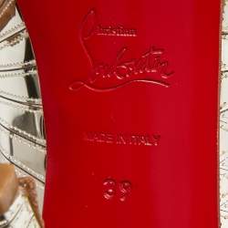 Christian Louboutin Gold PVC Peep Toe Art Deco Pumps Size 39