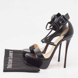 Pre Owned Christian Louboutin Black Leather Choca Sandals Size 37.5