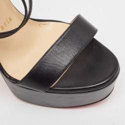 Pre Owned Christian Louboutin Black Leather Choca Sandals Size 37.5