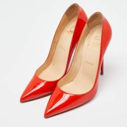 Pre Owned Christian Louboutin Red Patent Pigalle Pumps Size 38