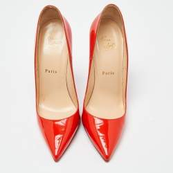 Pre Owned Christian Louboutin Red Patent Pigalle Pumps Size 38