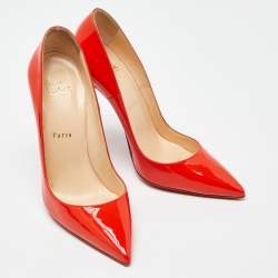 Pre Owned Christian Louboutin Red Patent Pigalle Pumps Size 38