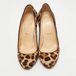 Pre Owned Christian Louboutin Two Tone Leopard Print Calf Hair Neofilo Pumps Size 39