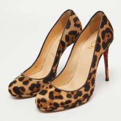 Pre Owned Christian Louboutin Two Tone Leopard Print Calf Hair Neofilo Pumps Size 39