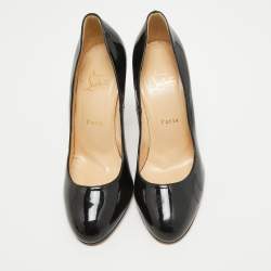 Pre Owned Christian Louboutin Black Patent Leather Ron Ron Pumps Size 38.5