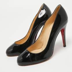 Pre Owned Christian Louboutin Black Patent Leather Ron Ron Pumps Size 38.5