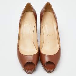 Christian Louboutin Brown Leather New Prive Pumps Size 38.5