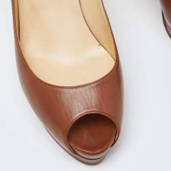 Christian Louboutin Brown Leather New Prive Pumps Size 38.5