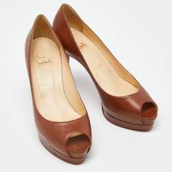 Christian Louboutin Brown Leather New Prive Pumps Size 38.5