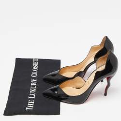 Pre Owned Christian Louboutin Black Patent Iriza Pumps Size 36.5