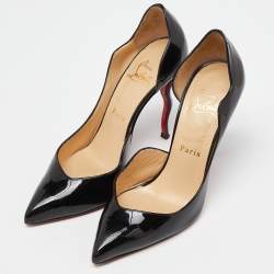 Pre Owned Christian Louboutin Black Patent Iriza Pumps Size 36.5