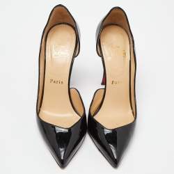 Pre Owned Christian Louboutin Black Patent Iriza Pumps Size 36.5