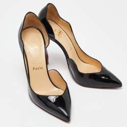 Pre Owned Christian Louboutin Black Patent Iriza Pumps Size 36.5