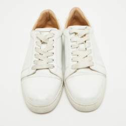 Pre Owned Christian Louboutin White Leather Louis Junior Sneakers Size 37