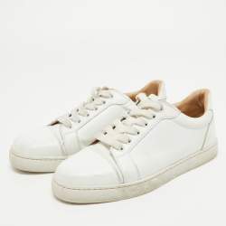 Pre Owned Christian Louboutin White Leather Louis Junior Sneakers Size 37