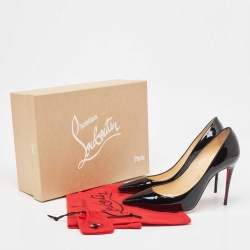 Pre Owned Christian Louboutin Black Patent Kate Pumps Size 37.5