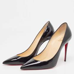 Pre Owned Christian Louboutin Black Patent Kate Pumps Size 37.5