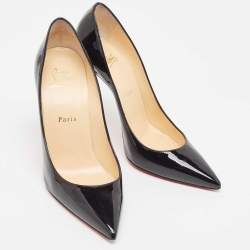 Pre Owned Christian Louboutin Black Patent Kate Pumps Size 37.5