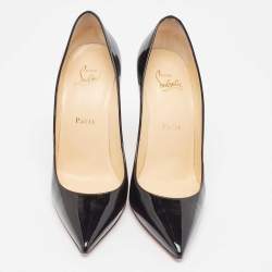 Pre Owned Christian Louboutin Black Patent Kate Pumps Size 37.5