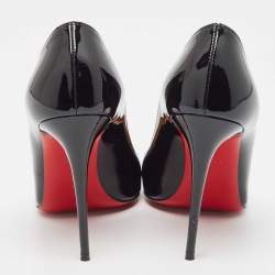 Pre Owned Christian Louboutin Black Patent Kate Pumps Size 37.5