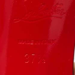 Pre Owned Christian Louboutin Black Leather Spikes Block Heel Slide Sandals Size 37.5