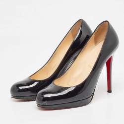Pre Owned Christian Louboutin Black Patent Leather New Simple Pumps Size 37.5