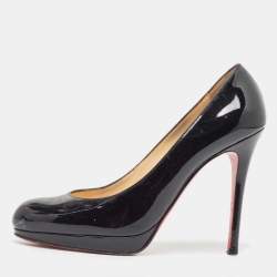 Pre Owned Christian Louboutin Black Patent Leather New Simple Pumps Size 37.5