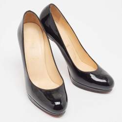 Pre Owned Christian Louboutin Black Patent Leather New Simple Pumps Size 37.5