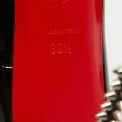 Pre Owned Christian Louboutin Black Patent Leather Spikes Peep Toe Platform Pumps Size 38.5