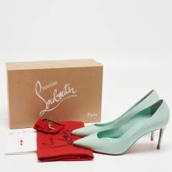 Pre Owned Christian Louboutin Light Green Patent Leather Pigalle Pointed Toe Pumps Size 38