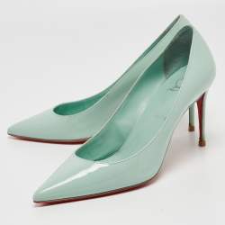 Pre Owned Christian Louboutin Light Green Patent Leather Pigalle Pointed Toe Pumps Size 38