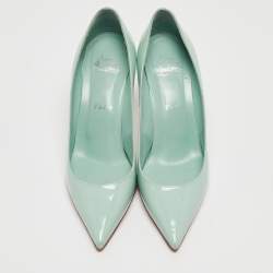 Pre Owned Christian Louboutin Light Green Patent Leather Pigalle Pointed Toe Pumps Size 38