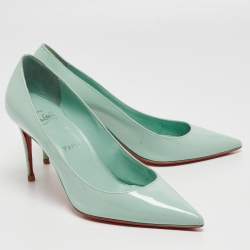 Pre Owned Christian Louboutin Light Green Patent Leather Pigalle Pointed Toe Pumps Size 38