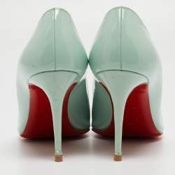 Pre Owned Christian Louboutin Light Green Patent Leather Pigalle Pointed Toe Pumps Size 38