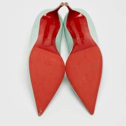 Pre Owned Christian Louboutin Light Green Patent Leather Pigalle Pointed Toe Pumps Size 38