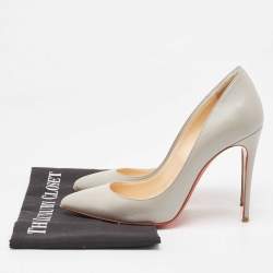 Pre Owned Christian Louboutin Grey Leather Pigalle Follies Pumps Size 38
